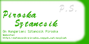 piroska sztancsik business card